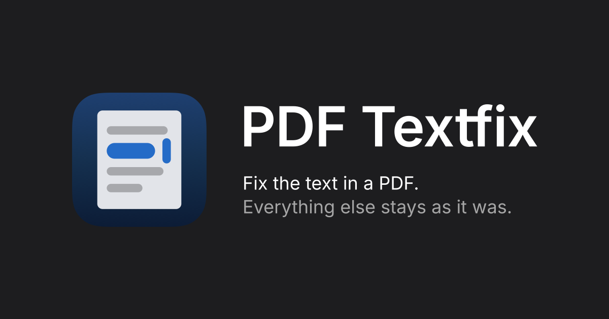 PDF Textfix open graph card, dark